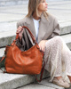 Torba skórzana wysokogatunkowa na ramię styl miejski shoulder leather bag - MARCO MAZZINI camel