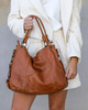 MARCO MAZZINI Miejska torebka skórzana na ramię city sholder handmade bag brąz camel