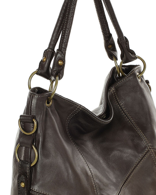 MARCO MAZZINI Miejska torebka skórzana na ramię city sholder handmade bag brąz caffe