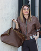 Duża torebka skórzana oversize style shopper bag - MARCO MAZZINI czekoladowy brąz