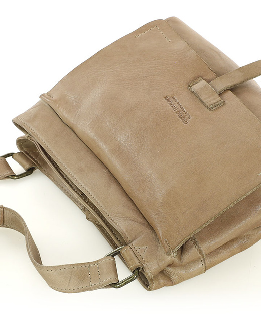 Torebka skórzana listonoszka damska messenger bag - MARCO MAZZINI beżowa