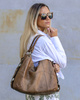 MARCO MAZZINI Miejska torebka skórzana na ramię city sholder handmade bag beżowy
