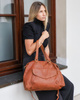 Shopper bag torebka skórzana A4 do pracy - MARCO MAZZINI brąz camel