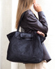 Torba damska pleciona shopper & shoulder leather bag - MARCO MAZZINI czarna