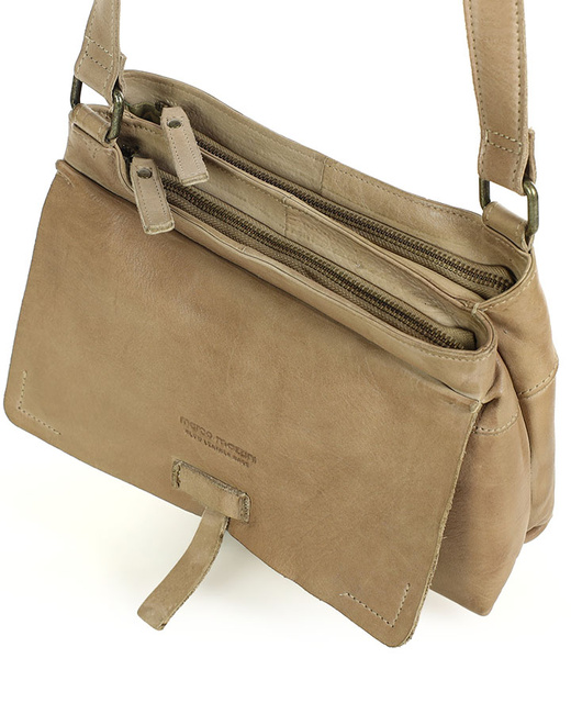 Torebka skórzana listonoszka damska messenger bag - MARCO MAZZINI beżowa