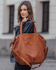 Torba damska skórzana shopper z kieszeniami - It bag MARCO MAZZINI brąz camel